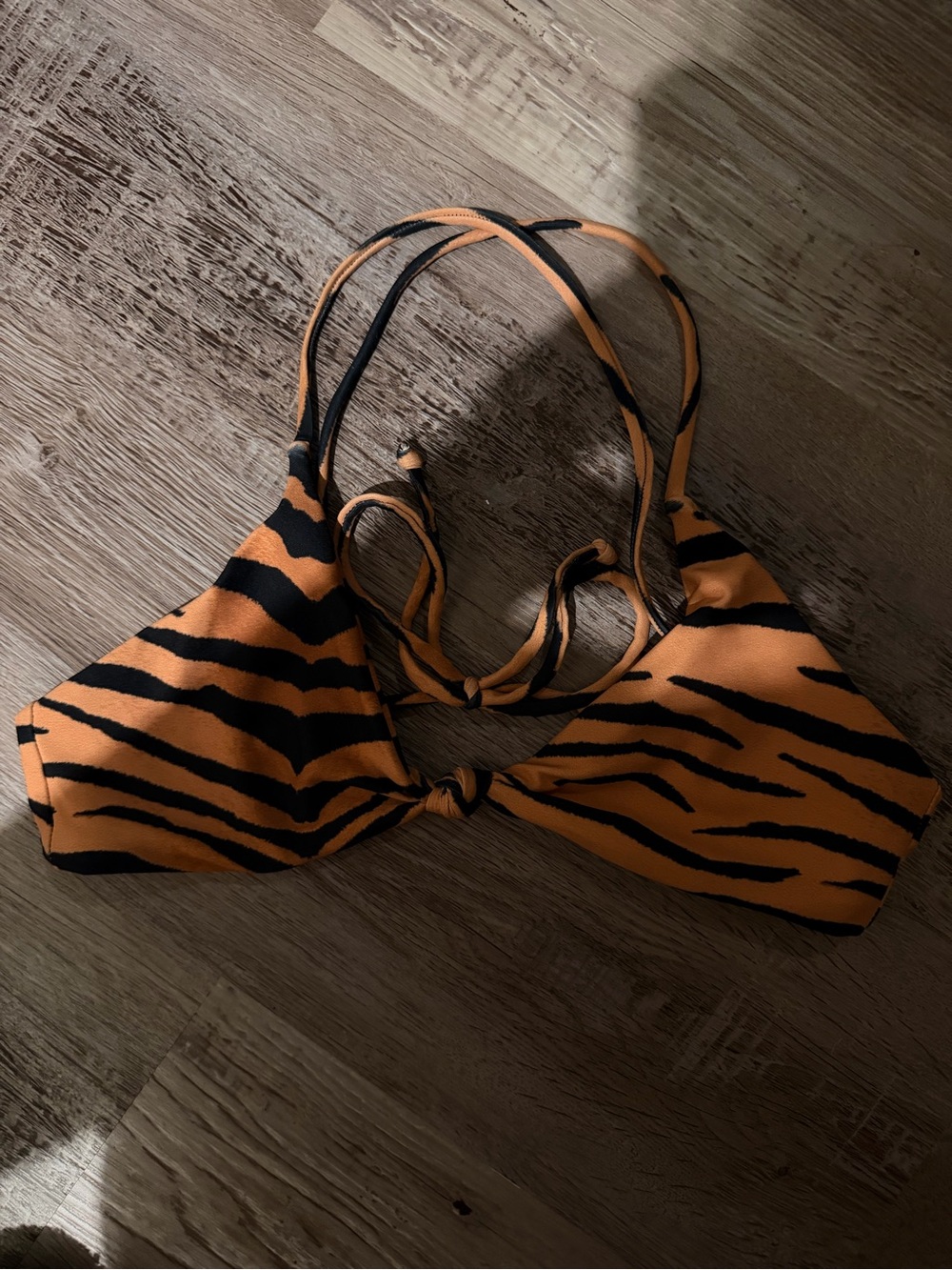 Skatie Tiger Stripe Brown & Black Bikini Top